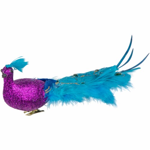 Northlight 12 Glittered Purple And Blue Jeweled Peacock Clip On