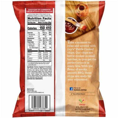 Lay S Kettle Cooked Mesquite BBQ Flavored Potato Chips 2 75 Oz Fred