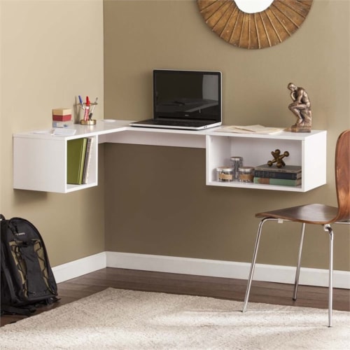 SEI Furniture Fynn Wall Mount Corner Floating Desk In White 1 Kroger