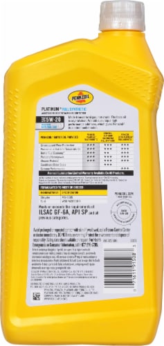 Pennzoil Platinum 5W 20 SAE Full Synthetic Motor Oil 1 Qt QFC