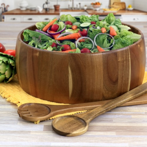 Gibson Elite 3 Piece Acacia Wood Salad Bowl And Spoon Set In Brown ONE