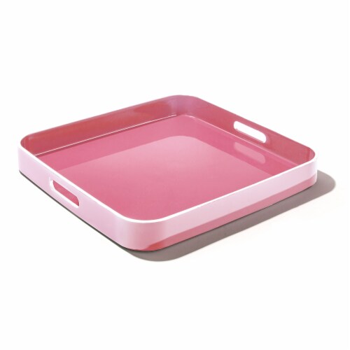 Pink Square Set Of Serveware Trays With White Rim Kroger