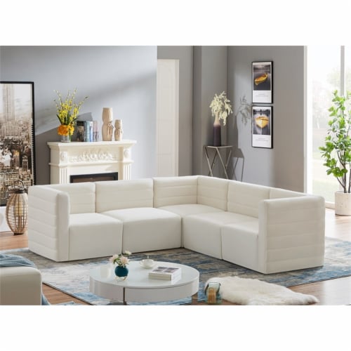 Meridian Furniture Quincy Cream Velvet Modular Sectional Kroger