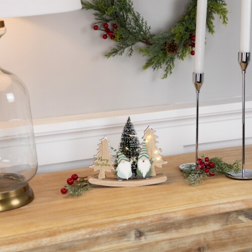 Northlight Led Lighted Gnomes And Christmas Trees Tabletop Decoration