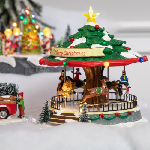 Northlight LED Lighted Musical And Animated Christmas Carousel Village