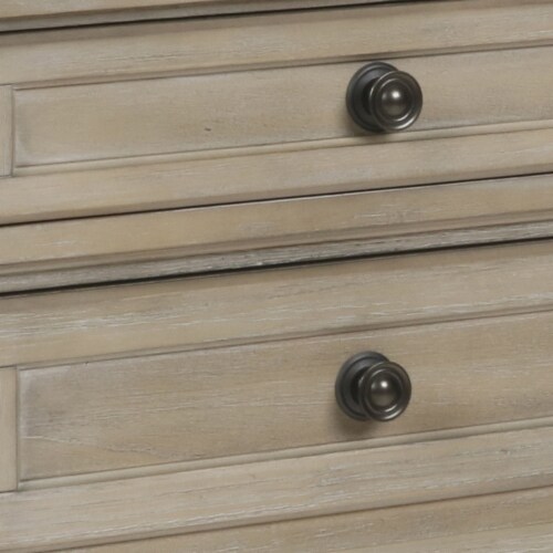 Drawer Wooden Nightstand With Round Knobs And Bun Feet Weathered