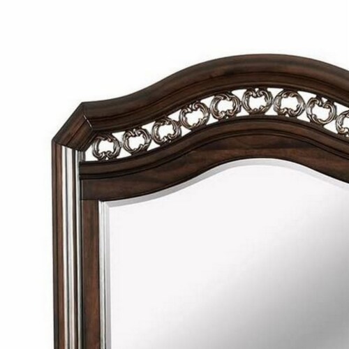 Wall Mirror With Camelback Top Wooden Molded Frame Espresso Brown