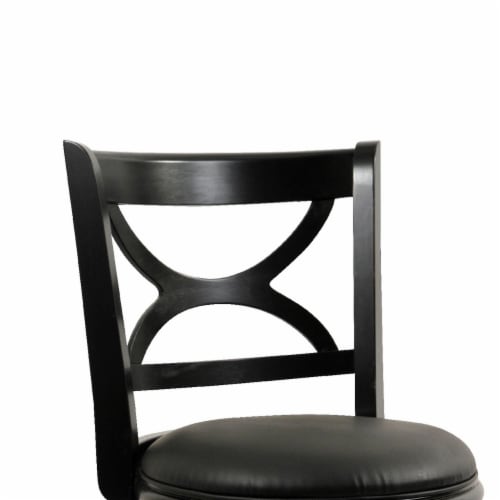 Inch Ava Solid Wood Swivel Counter Stool Vegan Faux Leather Black