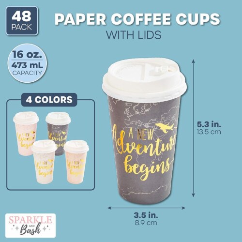 Paper Insulated Coffee Cups With Lids Map Adventure Design Pack