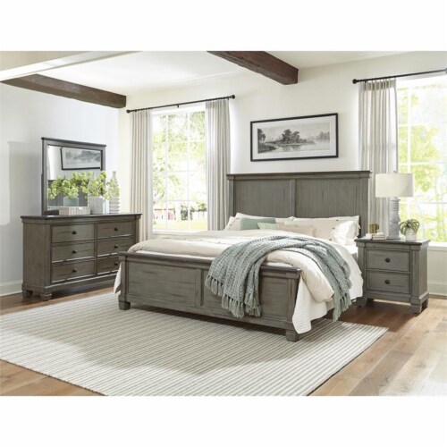 Pemberly Row Dovetail Drawers Wood Nightstand In Antique Gray Kroger