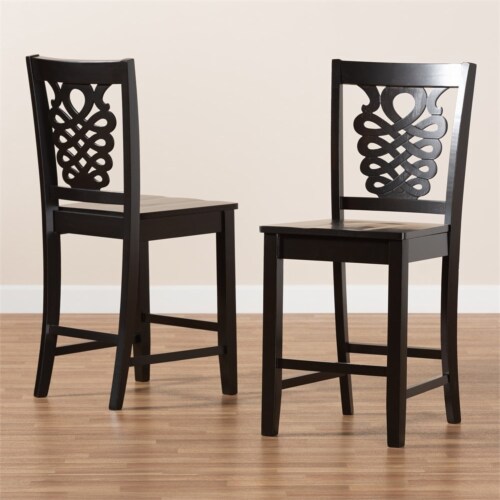 Bowery Hill Contemporary Dark Brown Finished Wood 2 Piece Counter Stool