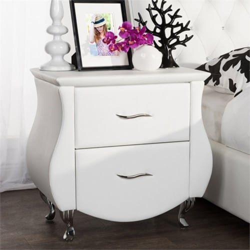 Bowery Hill Drawer Faux Leather Nightstand In White Kroger