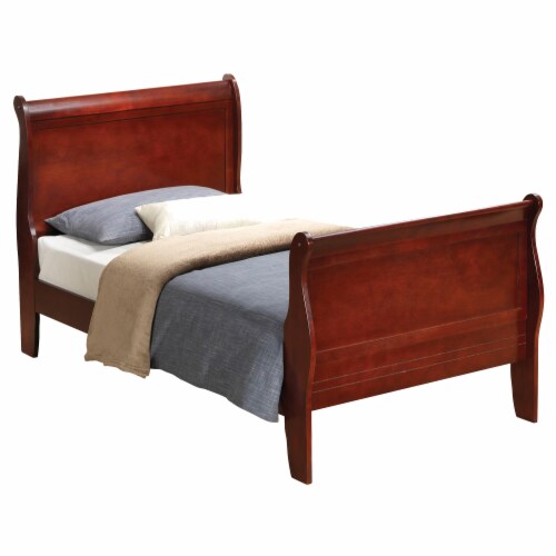 Louis Philippe Cherry Twin Sleigh Bed With Headboard And Footboard 1