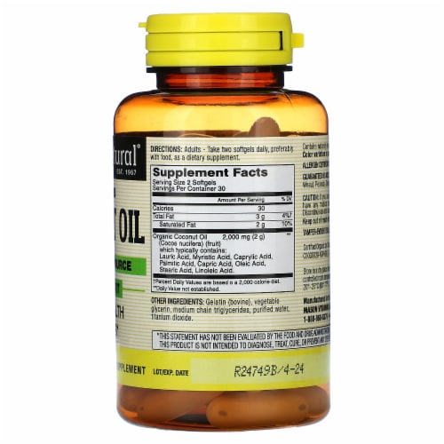 Mason Natural Whole Herb Coconut Oil Softgels Count King Soopers