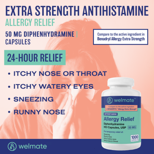 Welmate Allergy Relief Diphenhydramine Mg Antihistamine Capsules