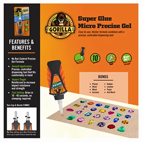 Gorilla Micro Precise Super Glue Gel Gram Clear Pack Of