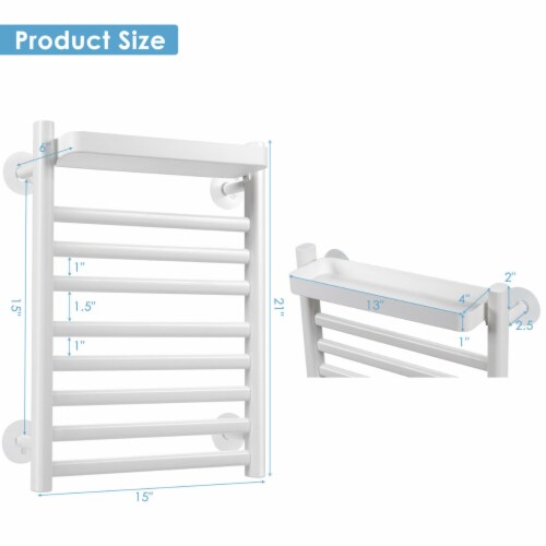 8 Bars Wall Mounted Towel Warmer Punch Free Heated Towel Rack W Top