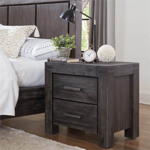 Modus Meadow 2 Drawer Solid Wood Nightstand In Graphite 1 Fred Meyer