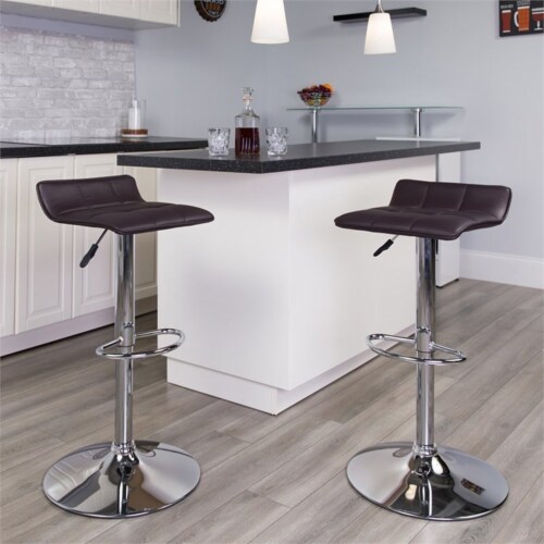 Bowery Hill 32 Contemporary Faux Leather Adjustable Bar Stool In