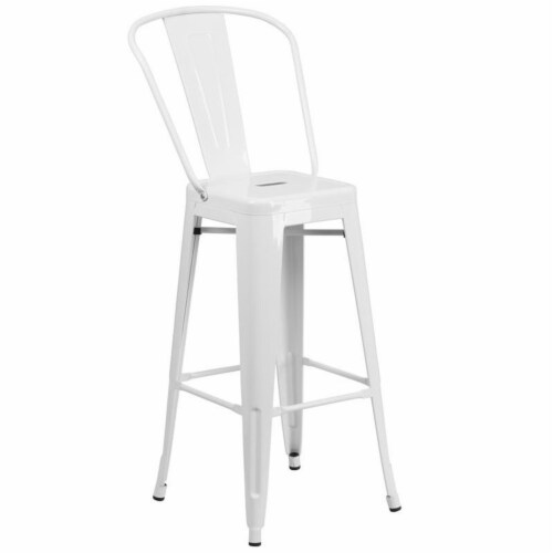 Bowery Hill 30 Industrial Steel Metal Plastic Bar Stool In White 1