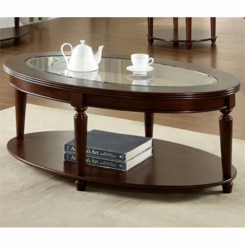 Bowery Hill Grandia Oval Coffee Table In Dark Cherry Kroger