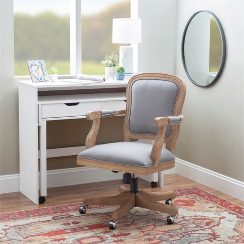 Riverbay Furniture Transitional Wood Fabric Office Chair In Light Gray