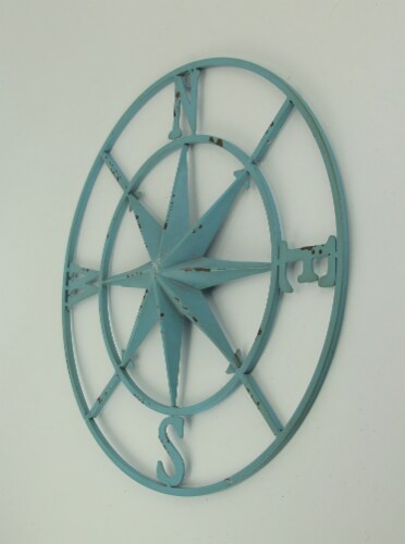 Distressed Metal Nautical Compass Rose Indoor Outdoor Wall Hanging