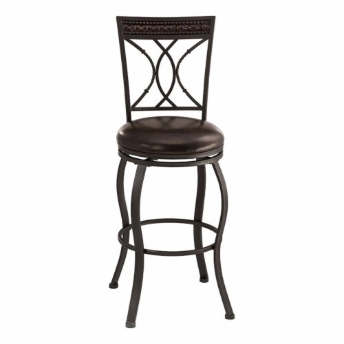 Bowery Hill Faux Leather Swivel Counter Stool In Black Silver 1 Kroger