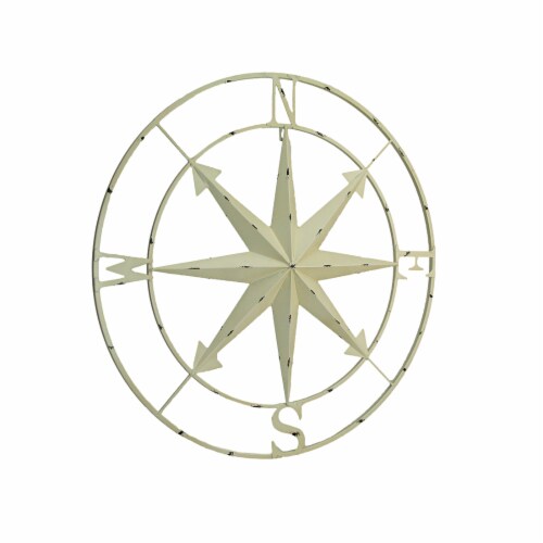 Zeckos Distressed Metal Indoor Outdoor Compass Rose Wall Hanging 28