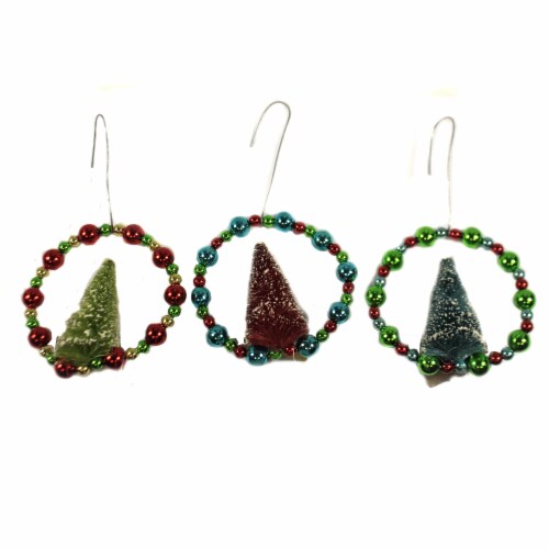 Holiday Ornament Beaded Wreath With Tree Plastic Christmas Sisal Lc8380