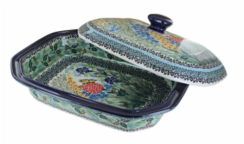 Blue Rose Polish Pottery Teresa Large Covered Baker Kroger