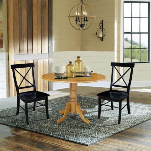 42 In Dual Drop Leaf Dining Table With 2 Dining Chairs 3 Piece Dining