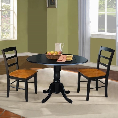 42 In Dual Drop Leaf Dining Table With 2 Dining Chairs 3 Piece Dining