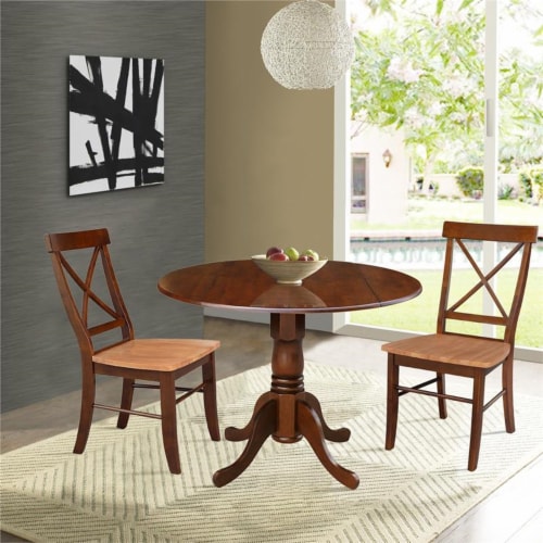 42 In Dual Drop Leaf Dining Table With 2 Dining Chairs 3 Piece Dining