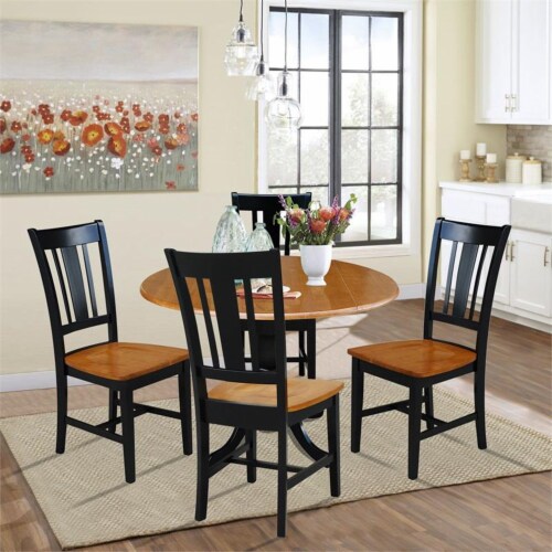 In Dual Drop Leaf Dining Table With Splat Back Chairs Piece