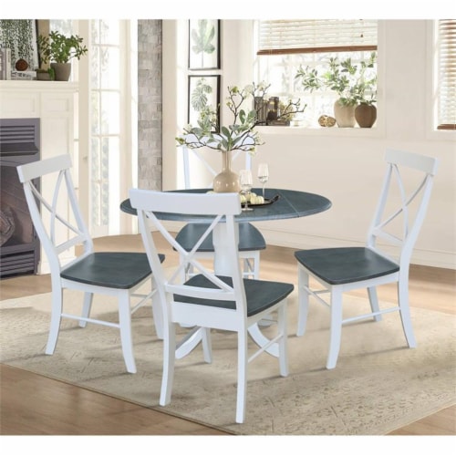 42 In Dual Drop Leaf Dining Table With 4 X Back Chairs 5 Piece