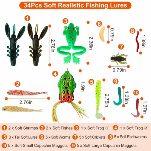 Pcs Fishing Lures Kit Soft Plastic Fishing Baits Set With Soft Worms