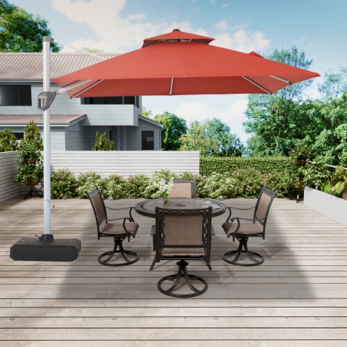 Mondawe Ft Tier Square Cantilever Outdoor Patio Umbrella With