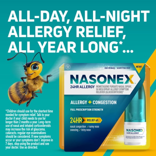 Nasonex 24HR Allergy Nasal Spray 24 Hour Non Drowsy Medicine Pack Of