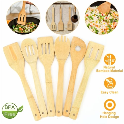 Pcs Cooking Utensil Bamboo Wooden Spoons Spatula Kitchen Cooking Tools