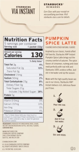 Starbucks VIA Pumpkin Spice Latte Packets 5 7 Oz Kroger