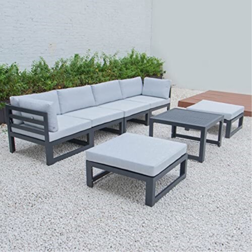 Chelsea Piece Patio Ottoman Sectional And Coffee Table Set Black