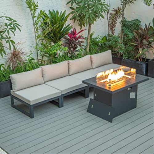 Chelsea Piece Middle Patio Chairs And Fire Pit Table Set Black