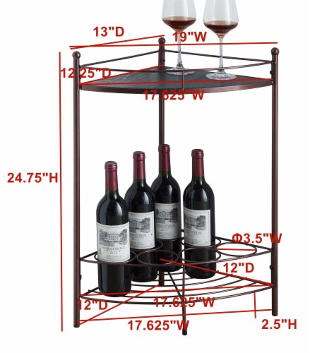 Greenwich 7 Bottle Freestanding Corner Wine Rack Bronze Metal 1