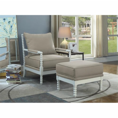 Best Master West Palm Solid Wood Living Room Accent Chair In Beige