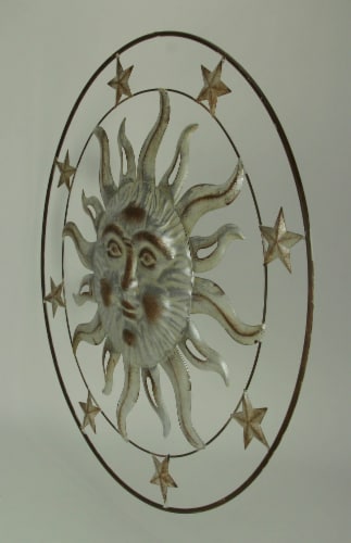 32 Inch Metal Art Sun Stars Indoor Outdoor Wall Hanging Rustic