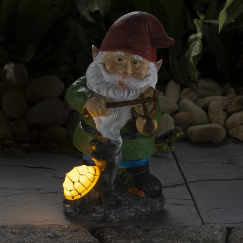 Vp Home Fiddler Gnome With Glowing Turtle Solar Powered Led Outdoor