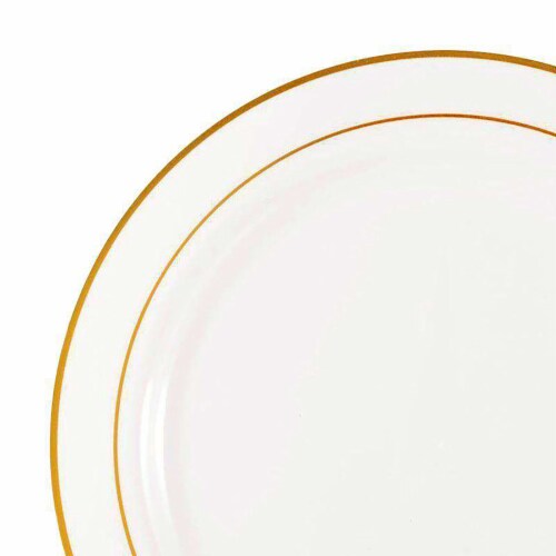 Plates White With Gold Edge Rim Plastic Pastry Disposable