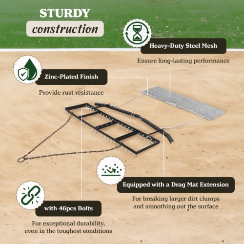 Yard Tuff Spike Drag With Surface Leveling Bar And Drag Mat For Atv