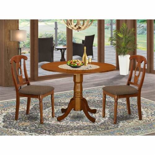 East West Furniture Dublin Piece Wood Dining Set With Fabric Seat In